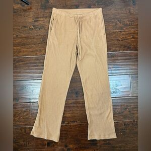 Uniqlo washable ribbed knit pants, Medium, Brown trousers